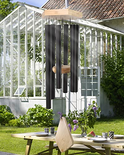 Wind Chimes 30 Inches Deep Tone Memorial Wind Chimes with Hook for Mother's Day/Housewarming/Christmas, Patio, Garden, Yard, Home Decor, Black - size: 30"BK