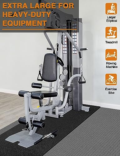 Treadmill Mat, 5'x2.5'/5.6'x2'/6.5'x3'/8'x3',6mm Thickness Exercise Equipment Mat for Carpet Hardwood Floors, Compatible with Walking Pad,Spin Bike,Elliptical Trainer,Rowing Machine - size: 96"L x 36"W x 0.24"Th