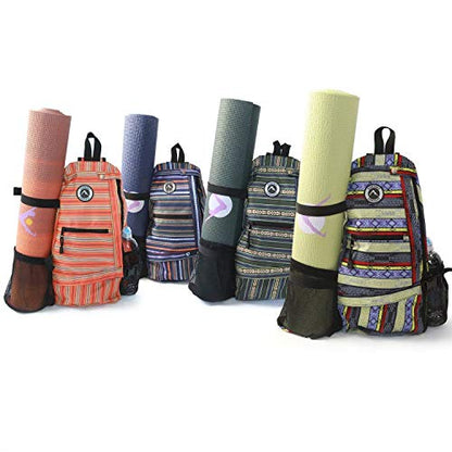 AURORAE Yoga Mat/Gym/Pickleball Cross-body Sling Back Pack. Mat sold separately - color: Purple Stripe