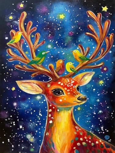 Diamond Art Kits for Adults,Xmas Deer Diamond Art Painting Kits for Adults | Christmas Elk Starry Sky Stress Relief Full Round Drill Heartfelt Gift Strong Adhesive Wall Decor HD Canvas11.8x15.7in30x40cm - color: Deer