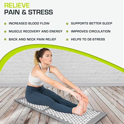 ProsourceFit Acupressure Mat and Pillow Set for Back/Neck Pain Relief and Muscle Relaxation, XL - Grey/White - color: Grey/White, size: XL