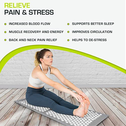 ProsourceFit Acupressure Mat and Pillow Set for Back/Neck Pain Relief and Muscle Relaxation, XL - Grey/White - color: Grey/White, size: XL