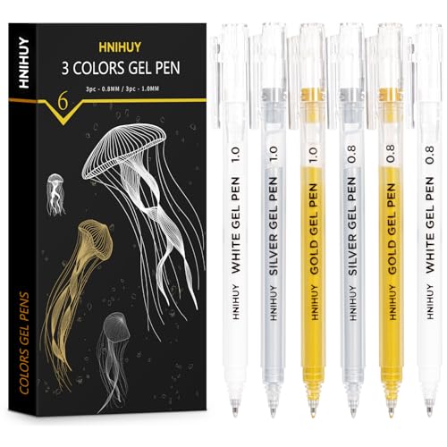 White Gel Pens, 0.8mm,1.0mm Fine Point Opaque Archival Ink Pens | Opaque White Archival Ink Pens for Black Paper Drawing, Sketching, Illustration, Bullet Journaling - color: Multicolor