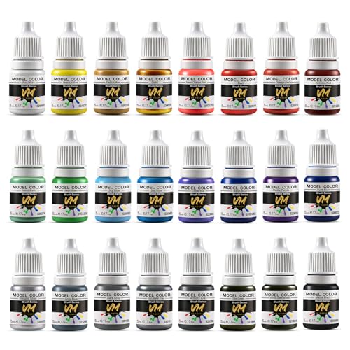 VM Model Paint,Mecha Color Acrylic Paint for Miniature Figure,Models,Crafts | 5ml x24 Bottles Miniature Paint Kit for Mecha Figures Plastic Model Painting for Figurines Scale Models - color: 24 Color Mecha Color Set