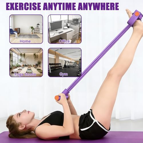 Pedal Resistance Band with Handle, 6-Tube Elastic Yoga Pedal Puller