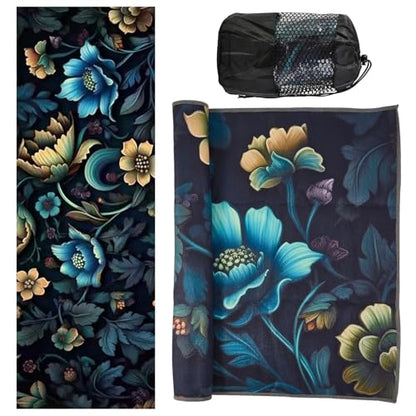 Yoga Towels, Non Slip Hot Yoga Mat Towel with Grip Dots,Super-Absorbent Soft Microfiber Yoga Blanket for Pilates, Fitness and Workout 72inch x 24inch - color: New Styles Dark Flower