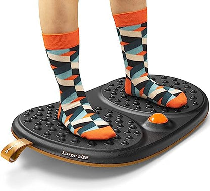 Trobing Standing Desk Mat Balance Board with Rollerball, Wooden Wobble Anti Fatigue Mat Balance Board for Standing Desk, Home Office Non-Slip Comfort Floor Mat to Relieve Foot, Knee, and Back Pain - color: C: Large Black ( 24 inch )