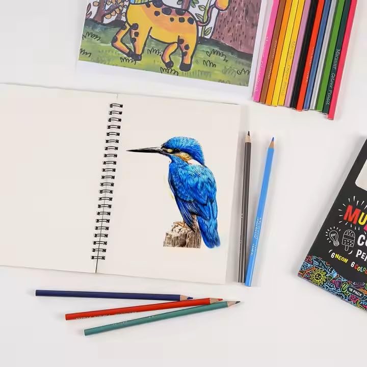 Macaroni Multi-Pack Color Pencils, 18 Neon, Color & Metallic Pencils