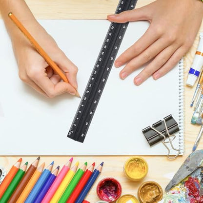 Engineer Scale Ruler, Imperial Measurements 12'', Laser-Etched Aluminum Architect Triangular Ruler Black for Architects, Students, Draftsman, and Engineers | Black, Laser-Etched Aluminum Architect Triangular Ruler for Architects, Students, Draftsman, and