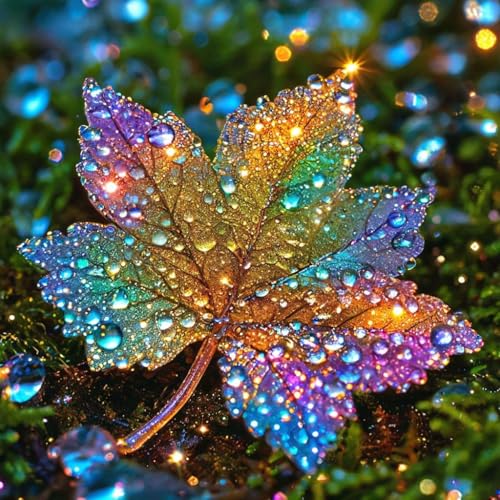 Stalente Diamond Painting Kits for Adults Maple Leaf, 5D DIY Diamond Art Kits for Beginners Round Full Drill Diamond Painting for Home Wall Decoration Gift 12×12inch