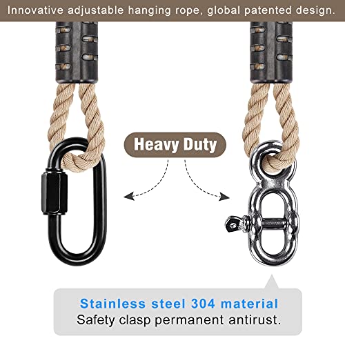 SELEWARE 6.5ft Tree Swing Rope, Adjustable Hammock Straps Hanging Kit - color: Beige-1 Pack, size: 6.5ft