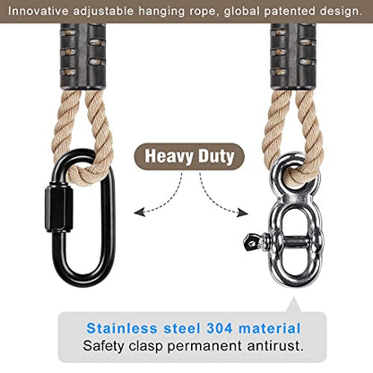 SELEWARE 6.5ft Tree Swing Rope, Adjustable Hammock Straps Hanging Kit - color: Beige-1 Pack, size: 6.5ft
