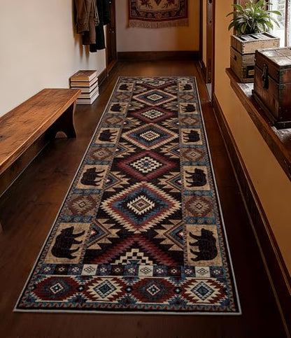YIHOUSE Washable Western Cabin Runner Rug 2'8''x8 Hallway - color: Bear, size: 2'8"x8'(Runner)