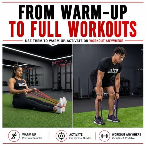 Heavy Thick Resistance Bands Set of 4, 5X Thicker, Short Monster Band, Deadlift Band, Loop Resistance Booty Bands for Glute Activation, Strength Training, Deadlifts, Squats & Warm-Up - color: 2red, 2purple,