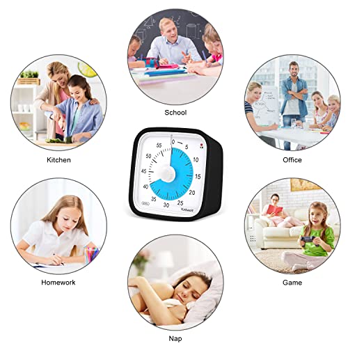 Yunbaoit Visual Timer for Kids, Silent 60-min Countdown Timer, Black Blue - color: Black Blue