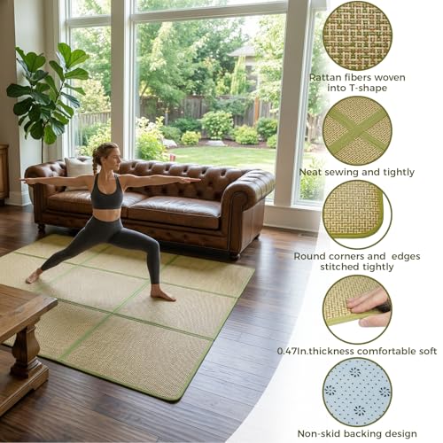 71'' x 71'' Large Japanese Tatami Mat, 0.47'' Thickness, Green