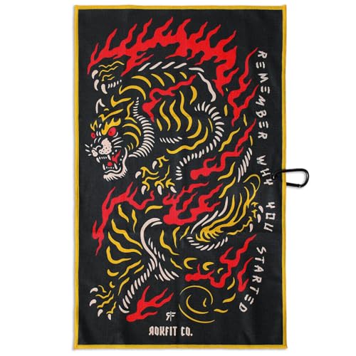 RokFit Gym & Golf Towel – Multi-Use, Quick-Dry, Durable Utility Towel with Bold Graphic and Carabiner Clip (Remember Why You Started) - color: Remember Why You Started