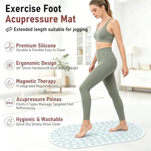 Silicone Acupressure Mat, XL Foot Massage Board with Magnetic Spike | 30x17.7 Inch 3 magnetic pressure points reflexology pad for plantar fasciitis, under standing desk, indoor jogging exercise - color: 30x17.7" Blue