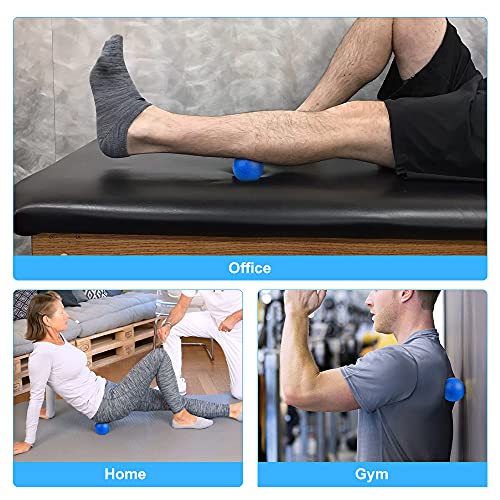 URAQT Spiky Massage Ball Set, 2 Pack Physical Therapy Massage Balls, Hard Lacrosse Ball & Spiky Massage Ball for Myofascial Release and Trigger Point Deep Tissue Massage (Blue) - color: 2pcs
