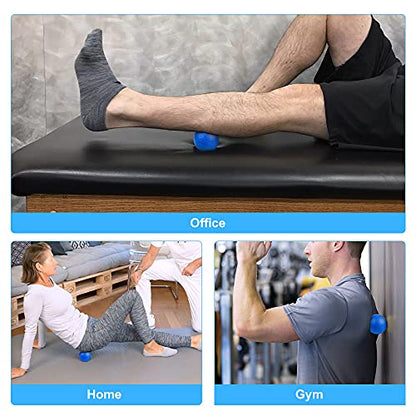URAQT Spiky Massage Ball Set, 2 Pack Physical Therapy Massage Balls, Hard Lacrosse Ball & Spiky Massage Ball for Myofascial Release and Trigger Point Deep Tissue Massage (Blue) - color: 2pcs