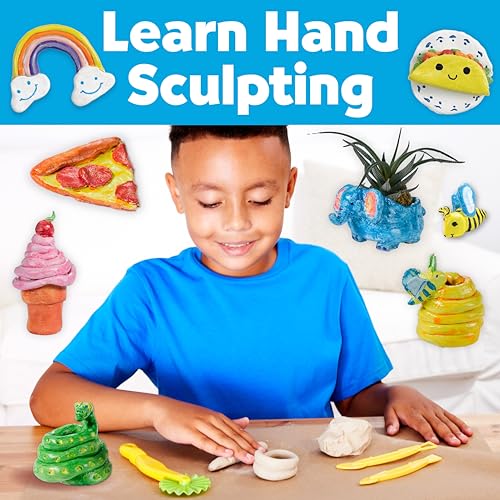 Faber-Castell Pottery Studio: Create Your Own Pottery Designs with Kid-Friendly Pottery Wheel, Air-Dry Clay, Paints, Sculpting Tools & Step-by-Step Instructions for Kids (Ages 8+) - size: Starter Pottery Wheel