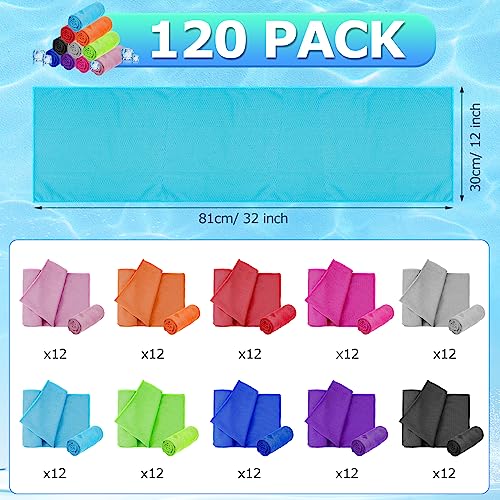 MENOLY 120 Pack Cooling Towel for Neck, Microfiber Soft Workout Ice Chilly Towel for Sports, Gym, Yoga, Camping, Running, Fitness, Workout & More Activities - size: 120 Pack (Multicolor)