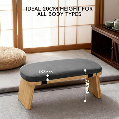 Natural Beech Wood Yoga Bench, Ergonomic Design for Kneeling, Meditation, Pilates, FSC Certified (Gray) - color: Grey