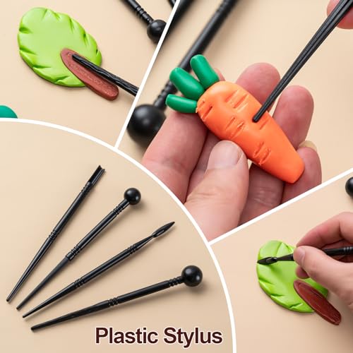Amrules 27 Pcs Polymer Clay Sculpting Tools Kit for Adults, Light Yellow | Multi-Functional for Carving, Dotting & Molding, Ideal for Art Class & Pottery Studio, Comes with Zipper Storage Bag - color: Lightyellow-27Pcs