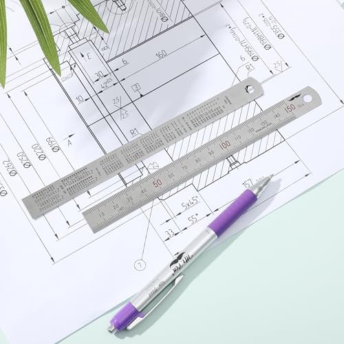 Mr. Pen- Machinist Ruler, 2 Pack, 150mm, Stainless Steel Imperial | Precision Measuring Tool, 0.5mm Graduation for Engineering, Carpentry, Drafting, Office, School - style: 150 mm, 2 Pack