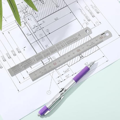 Mr. Pen- Machinist Ruler, 2 Pack, 150mm, Stainless Steel Imperial | Precision Measuring Tool, 0.5mm Graduation for Engineering, Carpentry, Drafting, Office, School - style: 150 mm, 2 Pack