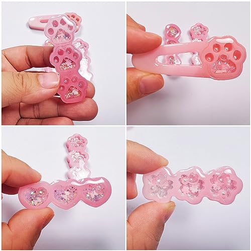 Hair Clips Resin Shaker Molds Set Barrette Pack of 12 Epoxy Silicone Trays Precision Tip Applicator Bottle Kit Bundle - color: Hair Clips Craft Pack of 12