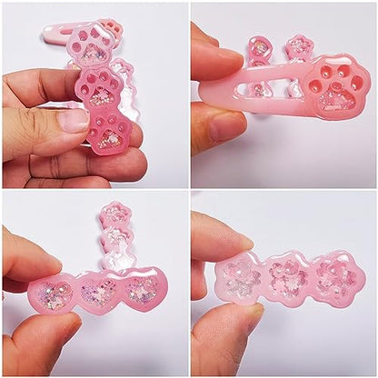 Hair Clips Resin Shaker Molds Set Barrette Pack of 12 Epoxy Silicone Trays Precision Tip Applicator Bottle Kit Bundle - color: Hair Clips Craft Pack of 12