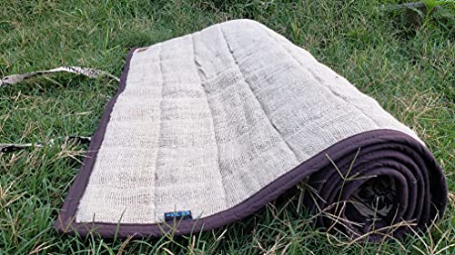 Organic Hemp Yoga Mat, 100% Handmade, Eco-Friendly, Natural and Biodegradable, multipurpose yoga mat. - color: Petrol blue