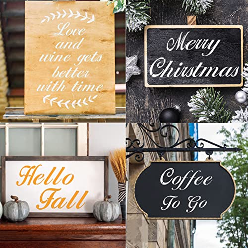 1 Inch Letter Symbol Stencils for Painting on Wood, 65 Pcs Alphabet Drawing Templates with Calligraphy Large Font and Cursive Letters Numbers Signs, Reusable Plastic Art Craft Stencils - size: 1 Inch