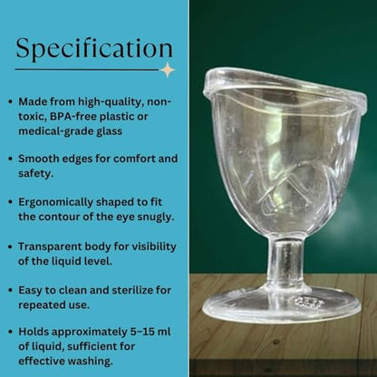 Luvottica Eye Wash Cup Relief from Headache | Migraine | While Doing Eye Wash Or Netra Shuddhi, That Helps in Relieving Eye Stress, Tiredness and Improves Eyesight | with User Guide I Set of 2