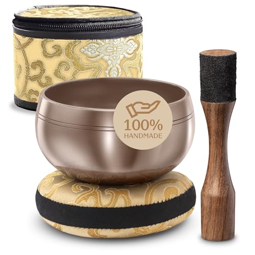 Silent Mind Tibetan Singing Bowl Set – Easy to Play & Beginner Friendly Meditation Bowl with Cushion, Mallet & Case | Stress Relief & Mindfulness | Gift-Ready