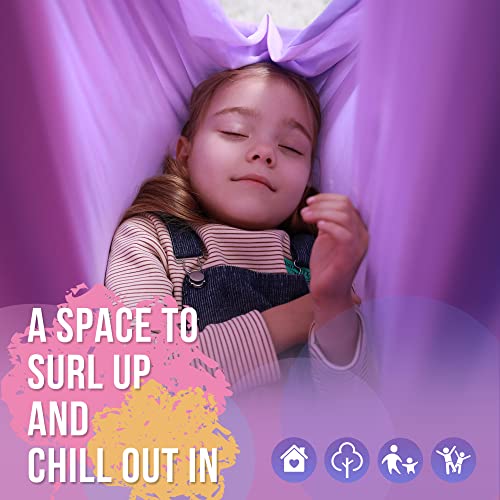 Sensory Swing, Indoor & Outdoor Sensory Swing for Kids & Adults, Double Layer Therapy Cuddle Swing for Kid with Autism, Holds up to 300lbs, Pink - color: Pink-purple