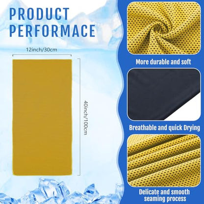 Hosuly 15 Pcs Cooling Towels 40" x 12", Yellow - color: Yellow