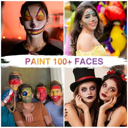 Face Painting Kit For Adult Party,42 Colors Professional Oil Face&Body Paint Kit with 10PCS Brushes 4PCS Reusable Face Stencils and 4PCS Paint Stencils for Adults Halloween Makeup