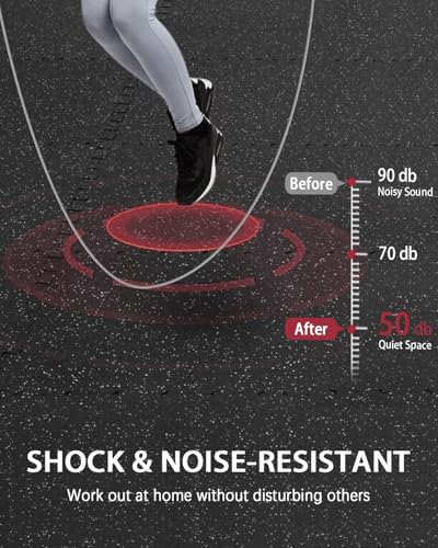 Mikolo 0.56'' Thick 12 Pcs 48 Sq Ft Gym Flooring Mats, High-Density EVA Foam with Rubber Top, Interlocking Exercise Equipment Mats for Home Gym, Protective Workout Mat - size: 24"L x 24"W x 0.6"Th | 36 Tiles (144 Sq Ft)