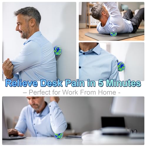 Deep Tissue Massage Ball for Exercise & Recovery - SGS Certification - Targets Back, Shoulder, Legs&Feet - Relieves Muscle Knots, Joint Pain&Tightness, Pressure Point Therapy- Myofascial Release Ball - color: Blue&green, size: 1-Pack | 2.8-inch