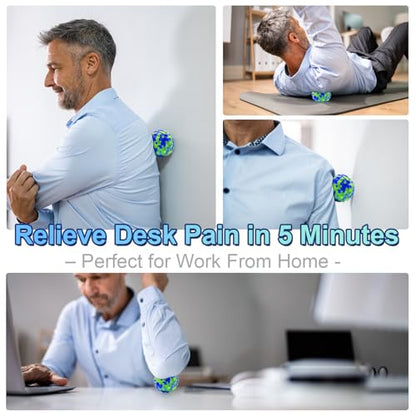 Deep Tissue Massage Ball for Exercise & Recovery - SGS Certification - Targets Back, Shoulder, Legs&Feet - Relieves Muscle Knots, Joint Pain&Tightness, Pressure Point Therapy- Myofascial Release Ball - color: Blue&green, size: 1-Pack | 2.8-inch