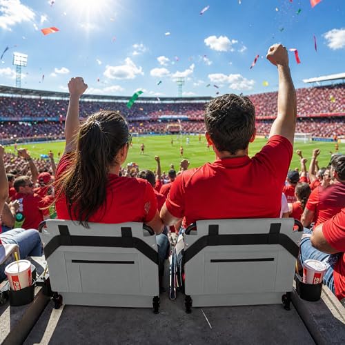 2pcs Stadium Seat for Bleachers with Back Support，Portable Bleacher Chairs with Back and Cushion，Includes Shoulder Strap and Cup Holder - color: Grey,2 Pack