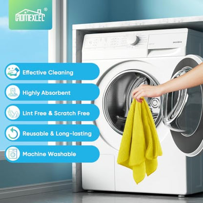 HOMEXCEL Yellow Microfiber Cleaning Cloth, Microfiber Towels for Car, 12 PK | Lint Free Cleaning Rags for Household & Kitchen, Car Wash Towels for Detailing Drying, Scratch-Free, 11.5"X 11.5" - color: Yellow