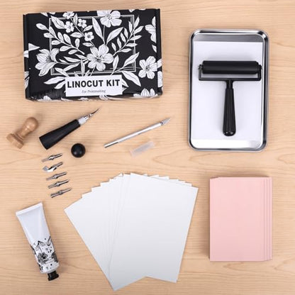 SGHUO Linocut Kit for Beginners, Stamp Making Set with Tools | Linoleum Blocks for Printmaking & Linocut Tools Included, Stamp Making Set, DIY Art Gift Adults Teens Beginner Printmaking