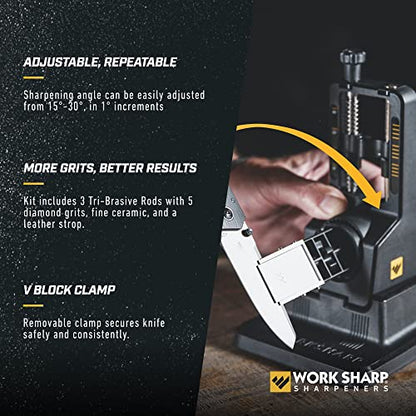 Work Sharp Precision Adjust Elite & Guided Field Knife Sharpener Kit - Professional Sharpening System for Kitchen, Pocket & Outdoor Knives - Complete 2-Piece Bundle Set - style: PAJ-E + GFS