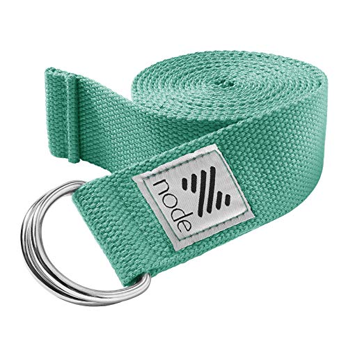 7-1/2' Yoga Strap for Stretching, Woven Cotton Blend Yoga Strap with Adjustable D-Ring Buckle for Exercise, Therapy and Fitness - color: Teal