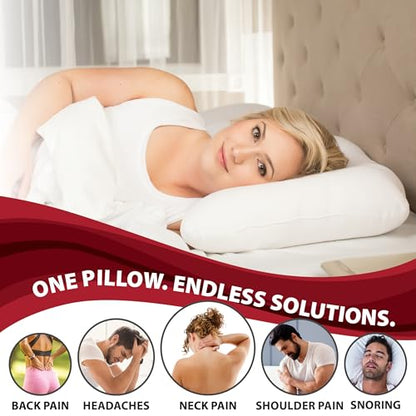 Ergonomic Cervical Pillow for Neck Pain Relief Back & Side Sleepers MID WH - color: White, size: Midsize