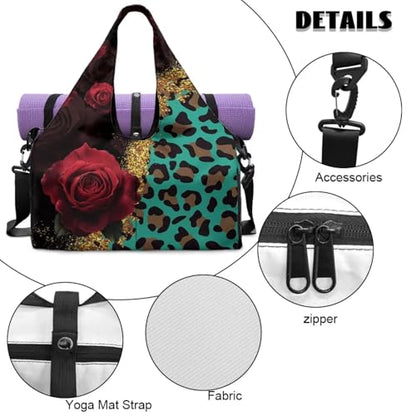 Yoga Mat Bag for Men Women Canvas Yoga Mat Carrier Take In Out Mat Easily for Beach Swim Bags Pool Sports Gym - color: Red Rose