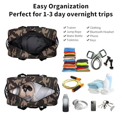 Apenze Small Gym Bag 18 inch Carry On Duffel Bag for Weekender Travel - Camouflage - color: Camouflage, size: 18inch